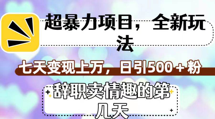 超暴利项目，全新玩法（辞职卖情趣的第几天），七天变现上万，日引500+粉-学知网