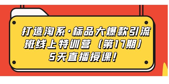 打造淘系·标品大爆款引流班线上特训营5天直播授课！-学知网