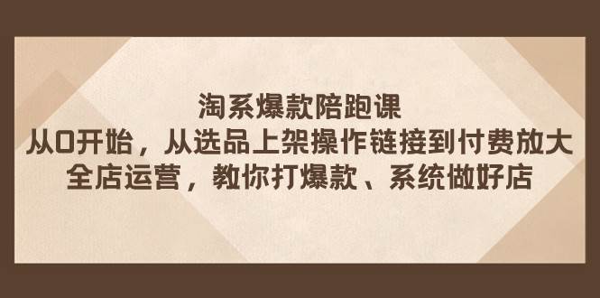 淘系爆款陪跑课 从选品上架操作链接到付费放大 全店运营 打爆款 系统做好店-学知网