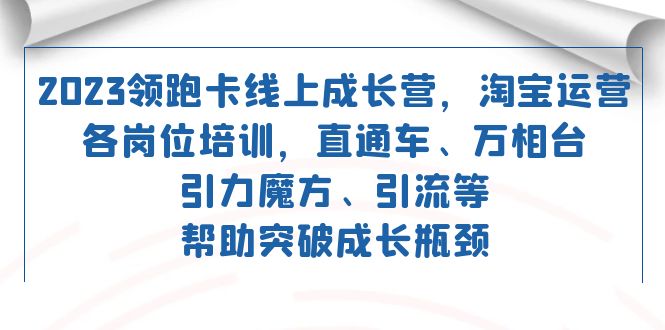 2023领跑·卡 线上成长营 淘宝运营各岗位培训 直通车 万相台 引力魔方 引流-学知网