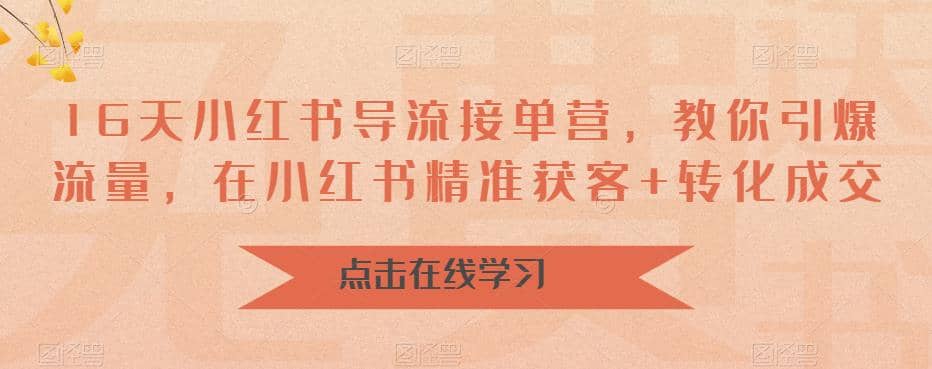 16天-小红书 导流接单营，教你引爆流量，在小红书精准获客+转化成交-学知网