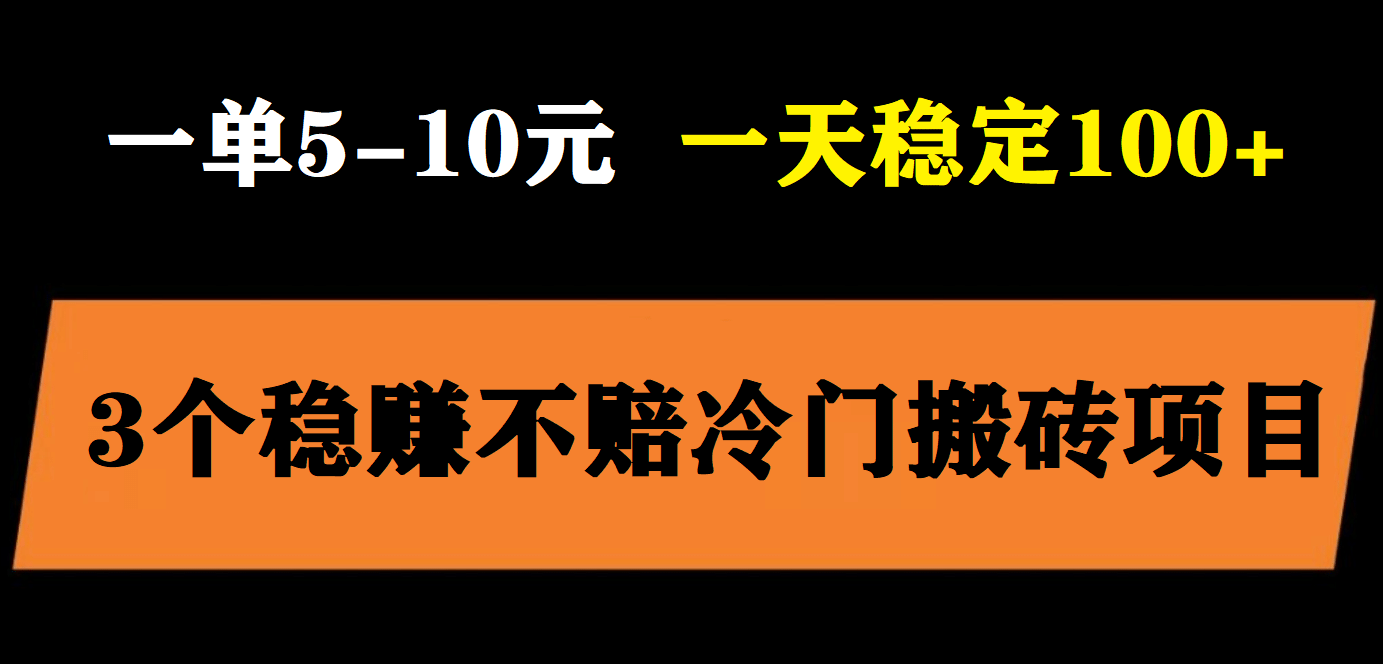 3个最新稳定的冷门搬砖项目，小白无脑照抄当日变现日入过百-学知网