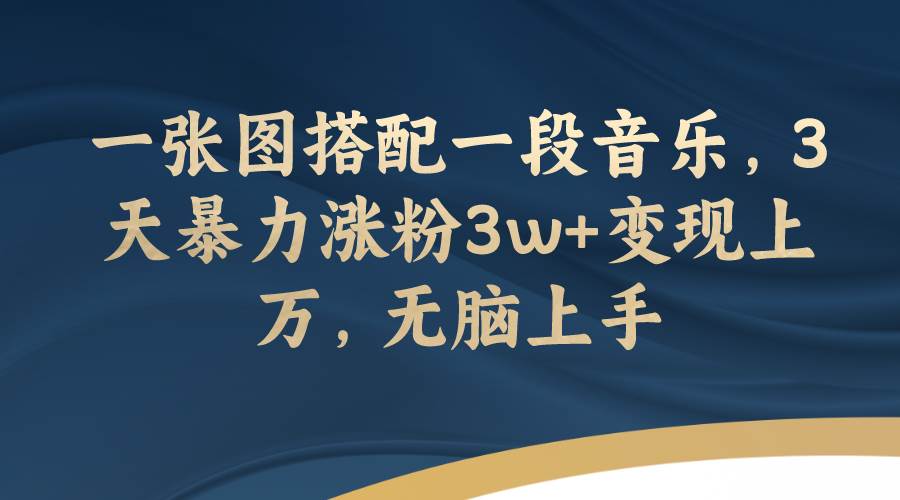 一张图搭配一段音乐，3天暴力涨粉3w+变现上万，无脑上手-学知网