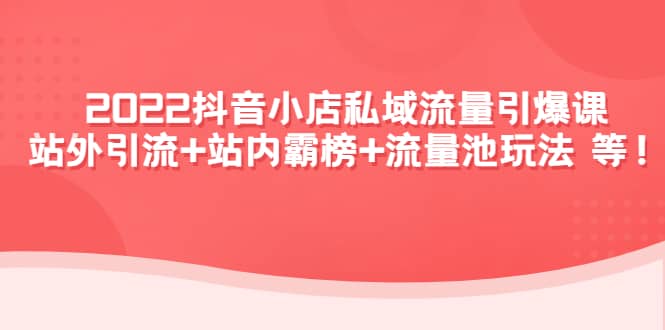 2022抖音小店私域流量引爆课：站外Y.L+站内霸榜+流量池玩法等等-学知网