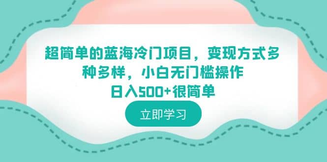 超简单的蓝海冷门项目，变现方式多种多样，小白无门槛操作日入500+很简单-学知网