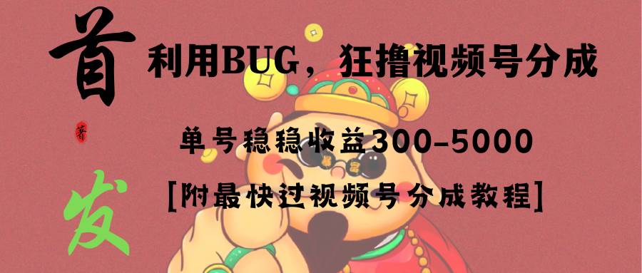 全网独家首发，视频号BUG，超短期项目，单号每日净收益300-5000！-学知网