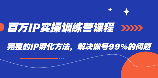 百万IP实战训练营课程，完整的IP孵化方法，解决做号99%的问题-学知网