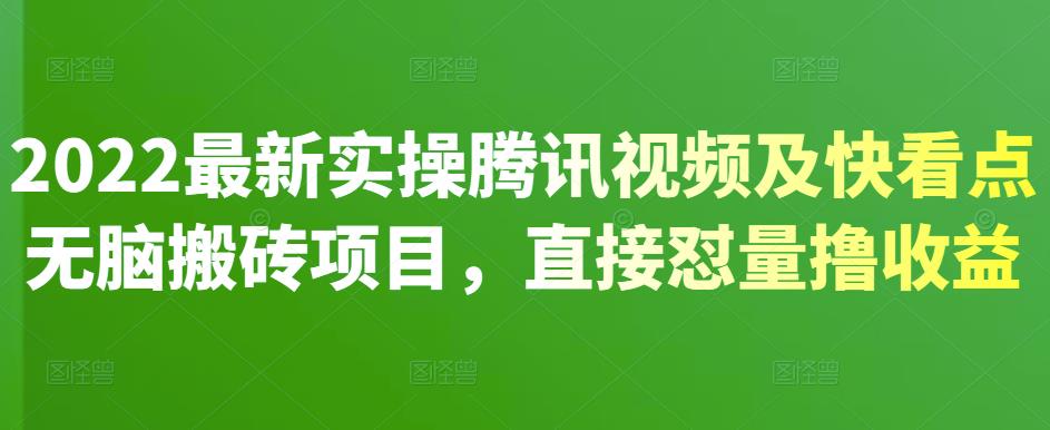 2022最新实操腾讯视频及快看点无脑搬砖项目，直接怼量撸收益-学知网