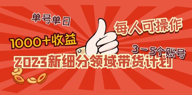 2023新细分领域带货计划：单号单日1000+收益不难，每人可操作3-5个账号-学知网