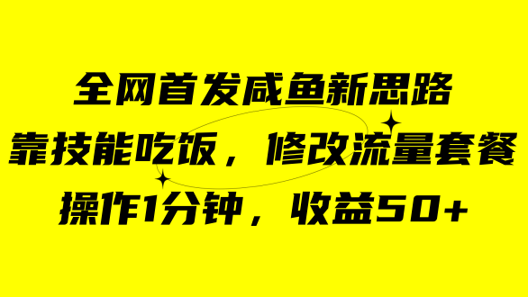 咸鱼冷门新玩法，靠“技能吃饭”，修改流量套餐，操作1分钟，收益50+-学知网