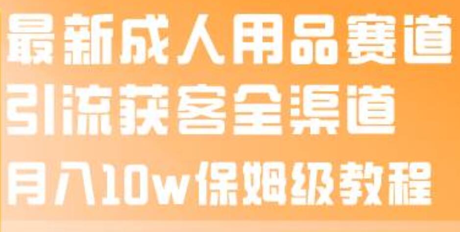 最新成人用品赛道引流获客全渠道，月入10w保姆级教程-学知网