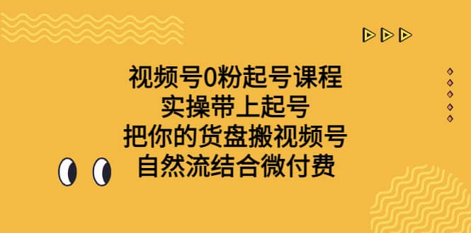 视频号0粉起号课程 实操带上起号 把你的货盘搬视频号 自然流结合微付费-学知网