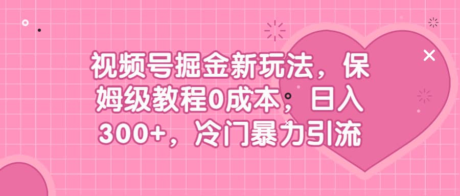 视频号掘金新玩法，保姆级教程0成本，日入300+，冷门暴力引流-学知网
