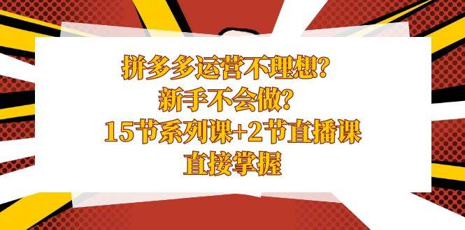 拼多多运营不理想？新手不会做？15节系列课+2节直播课，直接掌握-学知网