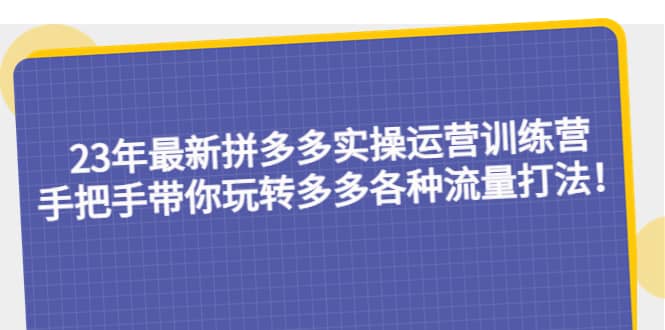 23年最新拼多多实操运营训练营：手把手带你玩转多多各种流量打法！-学知网