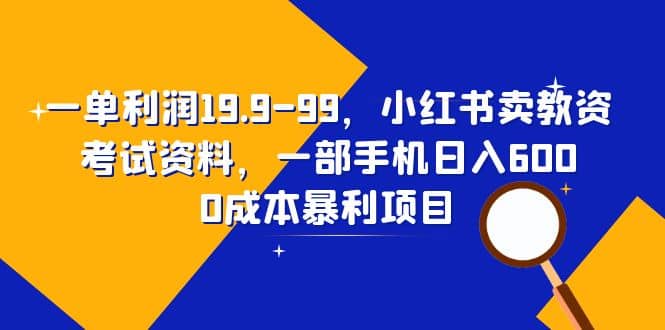 一单利润19.9-99，小红书卖教资考试资料，一部手机日入600（教程+资料）-学知网