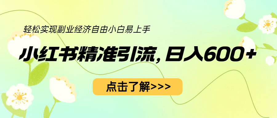 小红书精准引流，小白日入600+，轻松实现副业经济自由（教程+1153G资源）-学知网