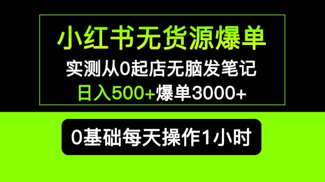 小红书无货源爆单 实测从0起店无脑发笔记爆单3000+长期项目可多店-学知网