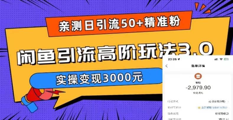 实测日引50+精准粉，闲鱼引流高阶玩法3.0，实操变现3000元-学知网