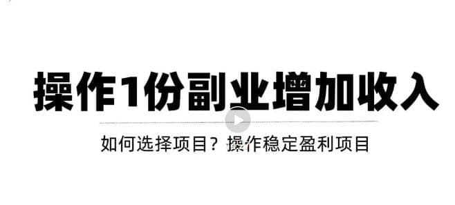 新手如何通过操作副业增加收入，从项目选择到玩法分享！【视频教程】-学知网