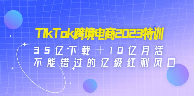 TikTok跨境电商2023特训：35亿下载＋10亿月活，不能错过的亿级红利风口-学知网