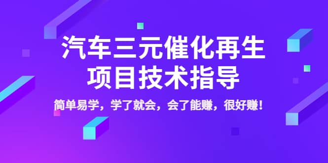 汽车三元催化再生项目技术指导，简单易学，学了就会，会了能赚，很好赚！-学知网