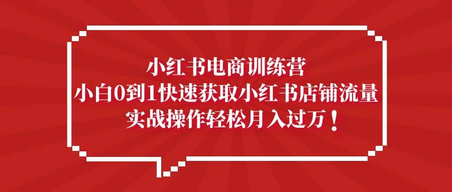 小红书电商训练营，小白0到1快速获取小红书店铺流量-学知网