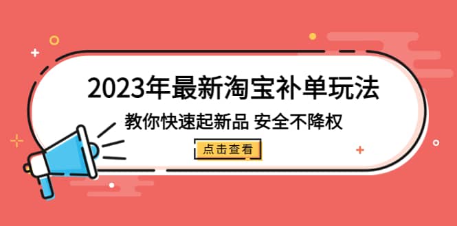 2023年最新淘宝补单玩法，教你快速起·新品，安全·不降权（18课时）-学知网