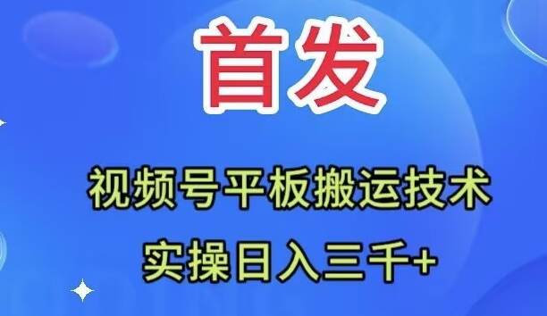 全网首发：视频号平板搬运技术，实操日入三千＋-学知网