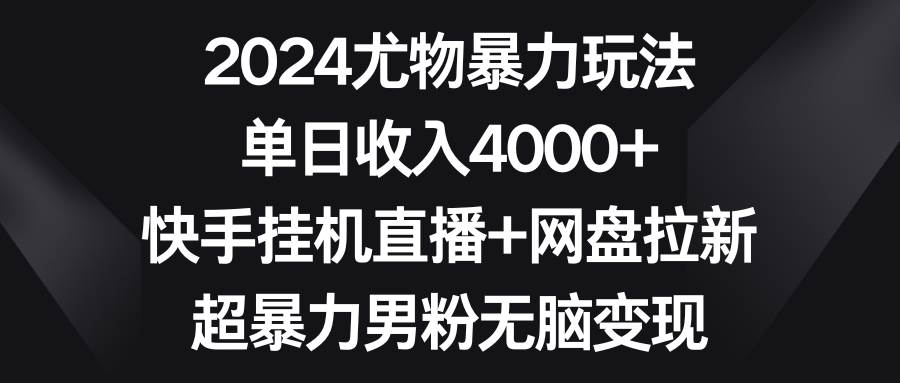 2024尤物暴力玩法 单日收入4000+快手挂机直播+网盘拉新 超暴力男粉无脑变现-学知网