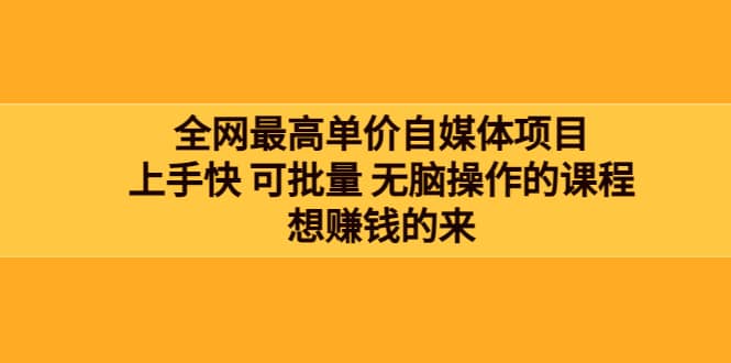 全网最单高价自媒体项目：上手快 可批量 无脑操作的课程，想赚钱的来-学知网