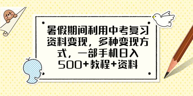 暑假期间利用中考复习资料变现，多种变现方式，一部手机日入500+教程+资料-学知网