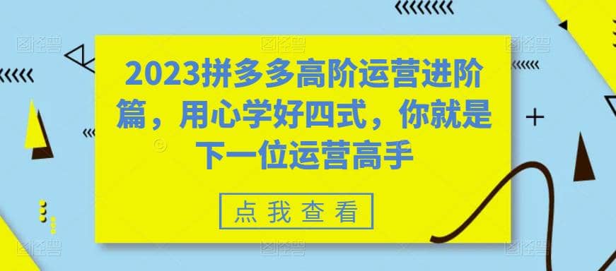 2023拼多多高阶运营进阶篇，用心学好四式，你就是下一位运营高手-学知网