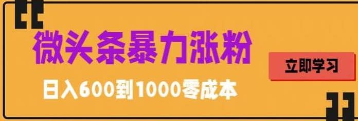 微头条暴力涨粉技巧搬运文案就能涨几万粉丝，简单0成本，日赚600-学知网