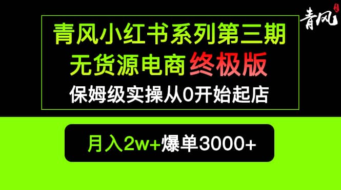 小红书无货源电商爆单终极版【视频教程+实战手册】保姆级实操从0起店爆单-学知网