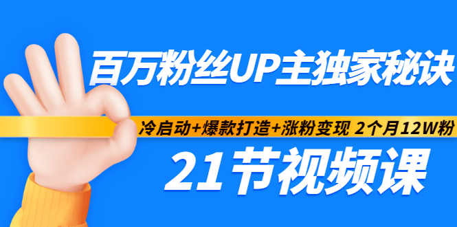 百万粉丝UP主独家秘诀：冷启动+爆款打造+涨粉变现2个月12W粉（21节视频课)-学知网