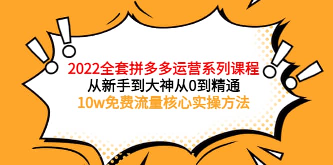 2022全套拼多多运营课程，从新手到大神从0到精通，10w免费流量核心实操方法-学知网