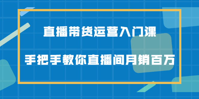 直播带货运营入门课，手把手教你直播间月销百万-学知网