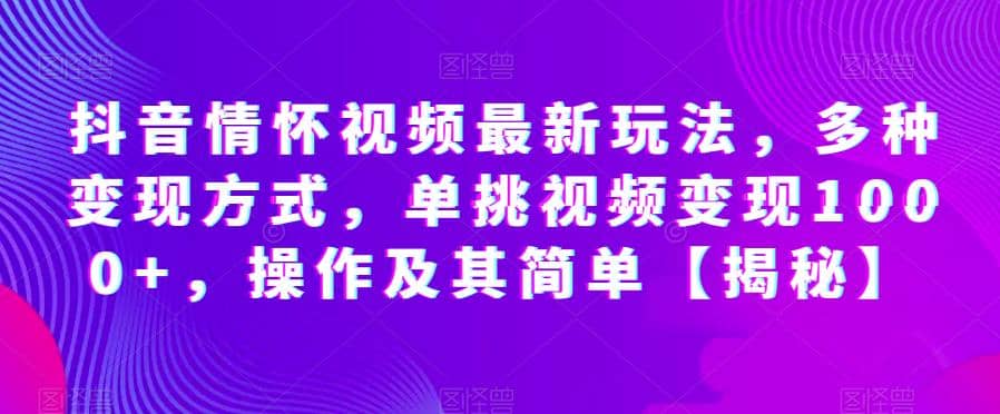 抖音情怀视频最新玩法，多种变现方式，单挑视频变现1000+，操作及其简单【揭秘】-学知网