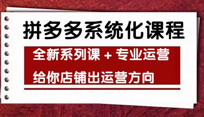 车神陪跑，拼多多系统化课程，全新系列课+专业运营给你店铺出运营方向-学知网