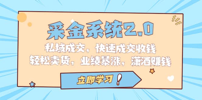 采金 系统2.0，私域成交，快速成交收钱，轻松卖货，业绩暴涨，潇洒赚钱-学知网