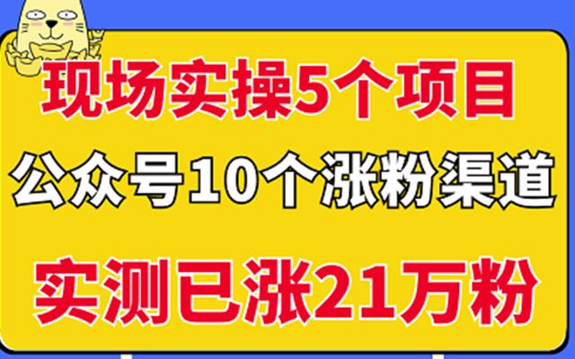 现场实操5个公众号项目，10个涨粉渠道，实测已涨21万粉！-学知网