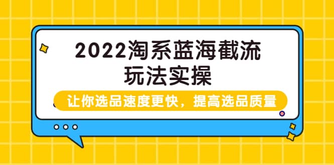 2022淘系蓝海截流玩法实操：让你选品速度更快，提高选品质量（价值599）-学知网