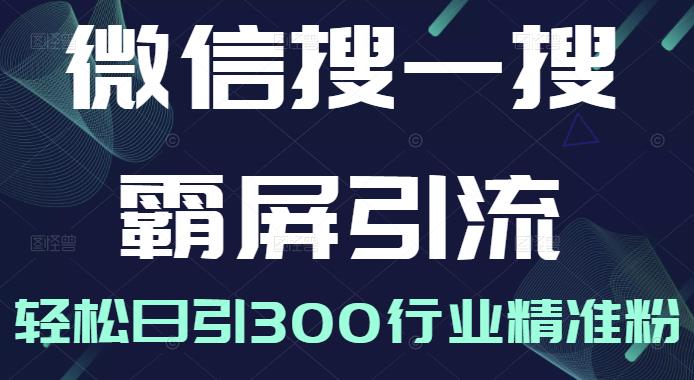 微信搜一搜霸屏引流课，打造被动精准引流系统，轻松日引300行业精准粉【无水印】-学知网