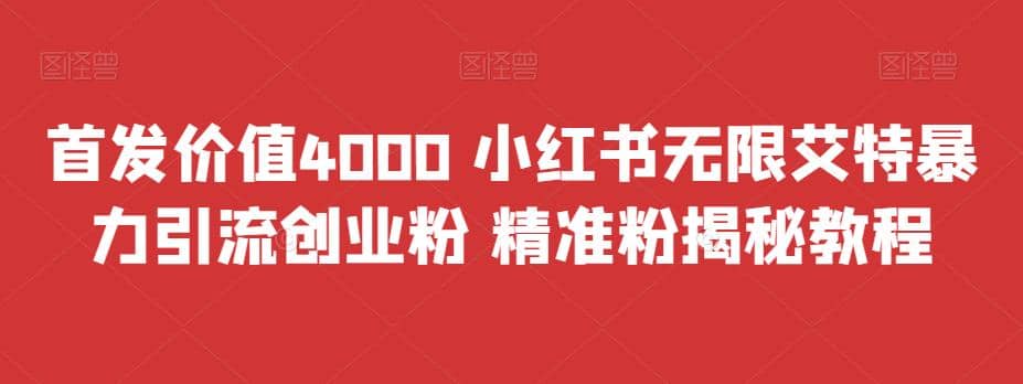 首发价值4000 小红书无限艾特暴力引流创业粉 精准粉揭秘教程-学知网