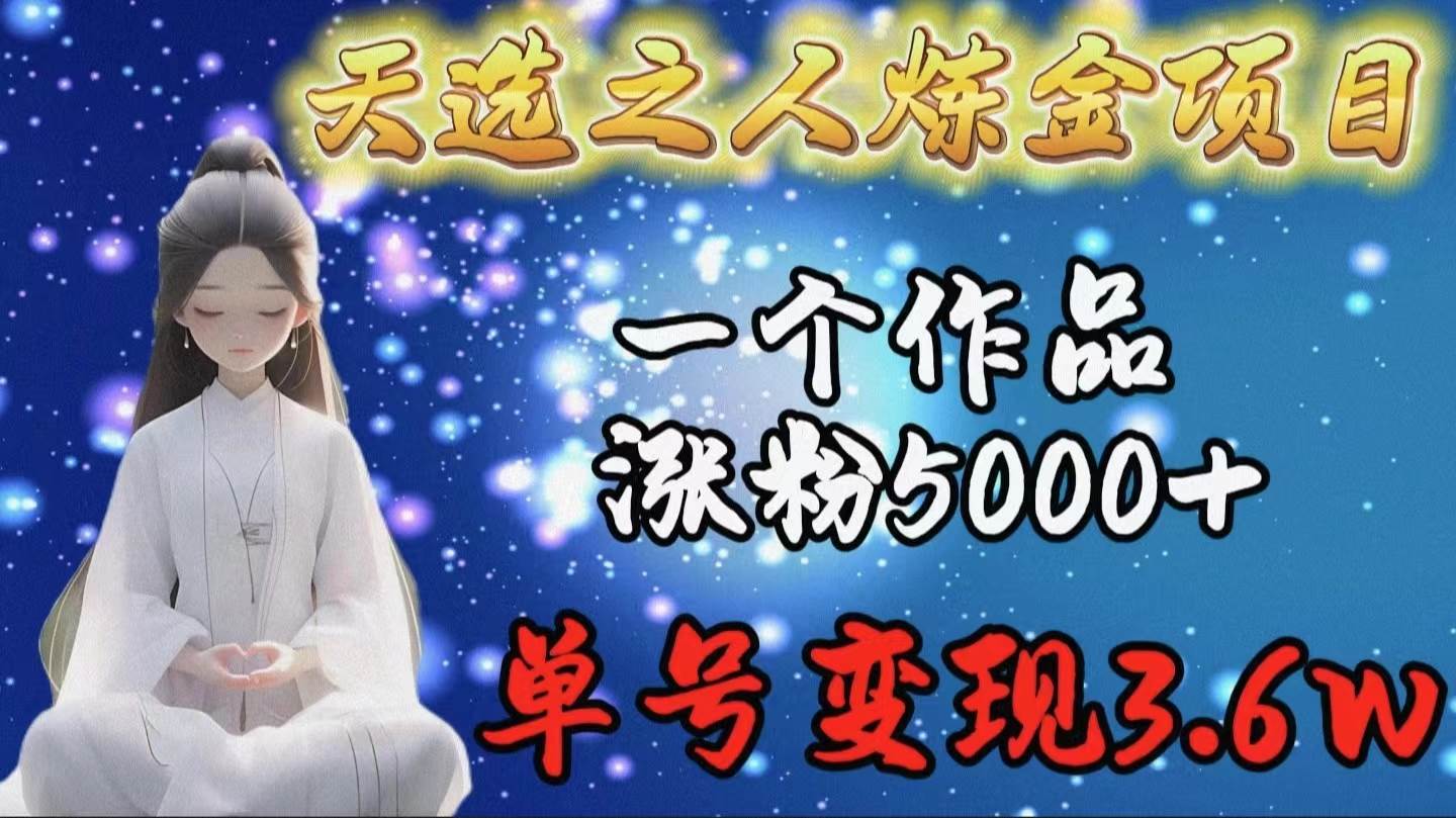 天选之人炼金项目，一个作品涨粉5000+，单号变现3.6w-学知网