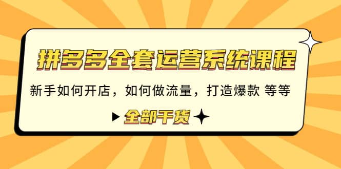 拼多多全套运营系统课程：新手如何开店 如何做流量 打造爆款 等等 全部干货-学知网