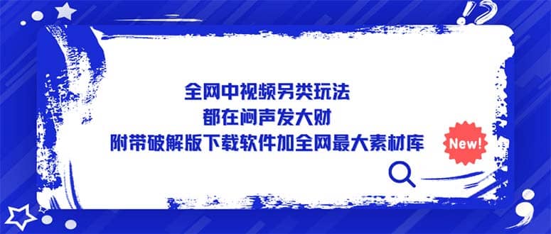 全网中视频另类玩法，都在闷声发大财，附带下载软件加全网最大素材库-学知网