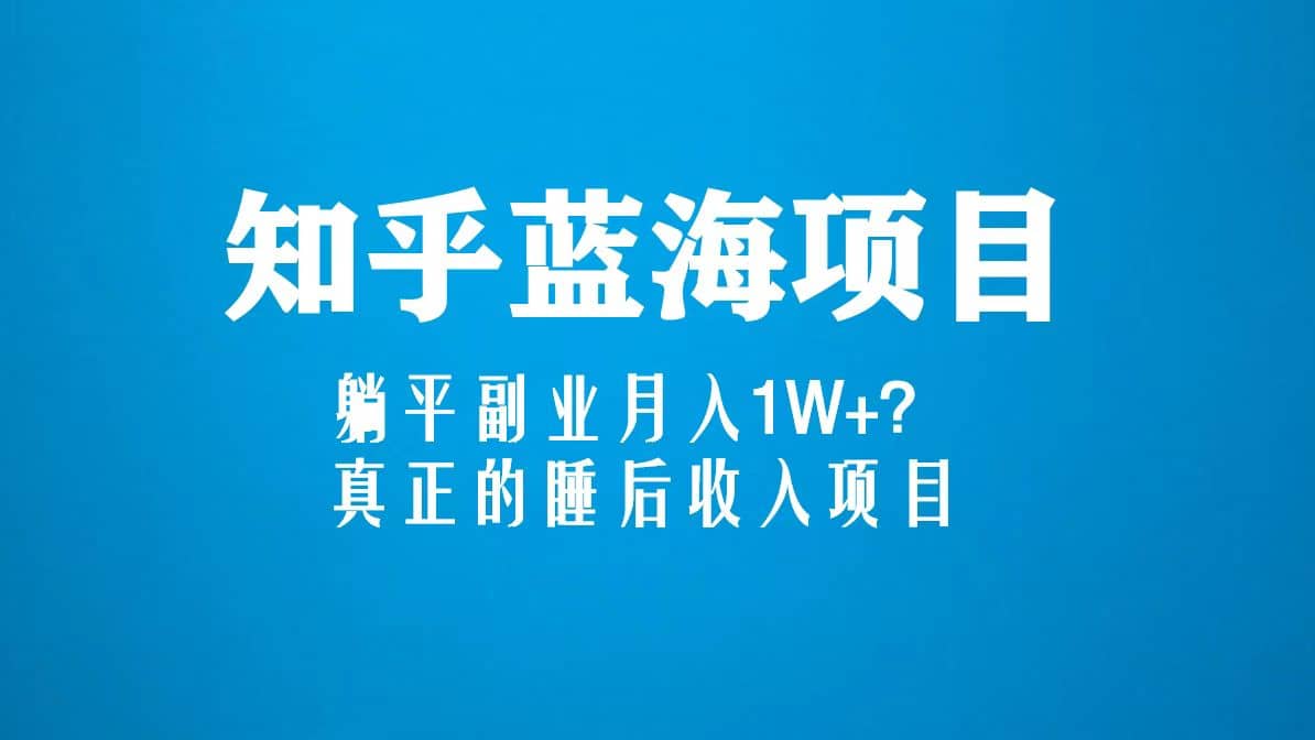 知乎蓝海玩法，真正的睡后收入项目（6节视频课）-学知网