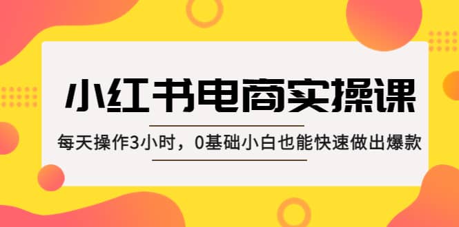 小红书·电商实操课：每天操作3小时，0基础小白也能快速做出爆款-学知网